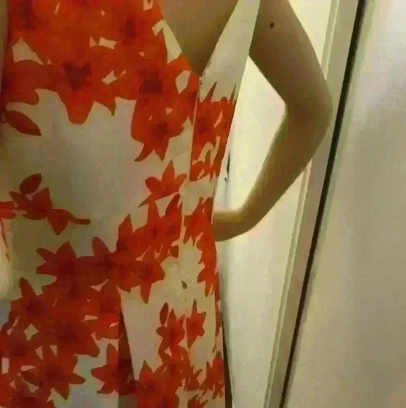 Party/cocktail printed orange and white mini dress casual or dressy back zipper - Picture 3 of 5